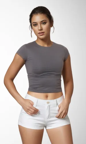 Plain Women Crop Top (Dark Grey)
