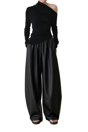 Pleated Balloon Leather Pants