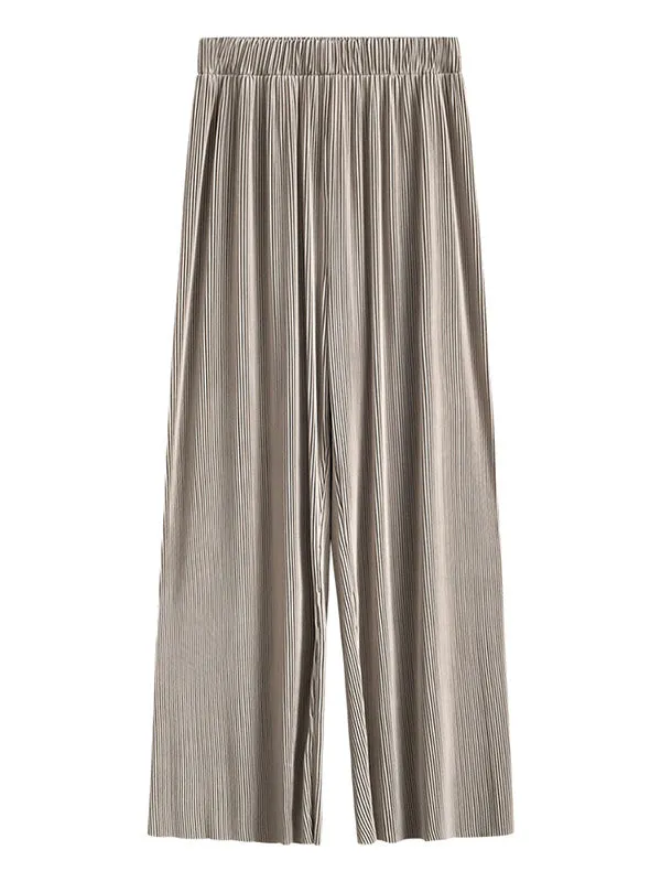 Pleated Solid Color Comfortable Casual Loose Wide-Leg Pants