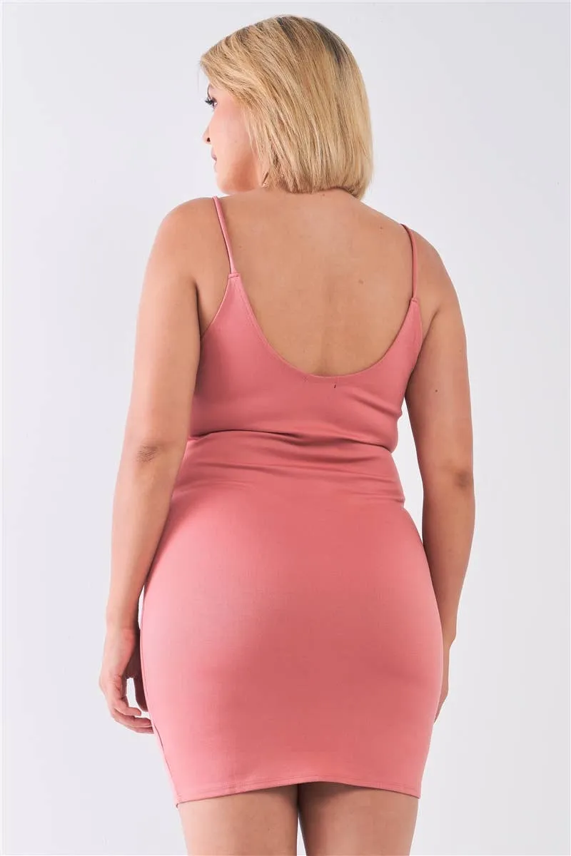 Plus Size Mauve Sleeveless Scoop Neck Bodycon Dress