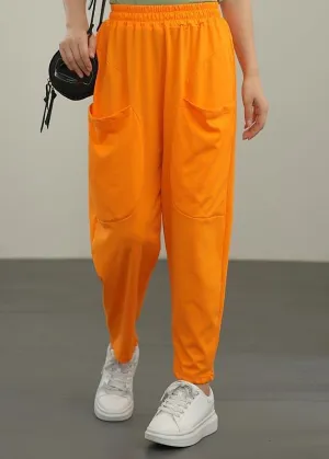 Plus Size Orange Pockets Harem Pants Summer