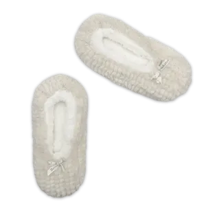 Plush Textured Winter White Brookstone Fuzzy Babba® Slipper Socks