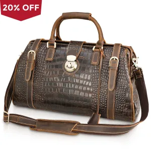 Polare 21" Vintage Cowhide Leather Weekender Travel Overnight Luggage Stylish Duffel Bag
