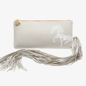 Ponytail Clutch "Wellington Blond" with white print