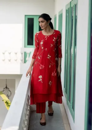 Poppy Applique Layered Kurta Set