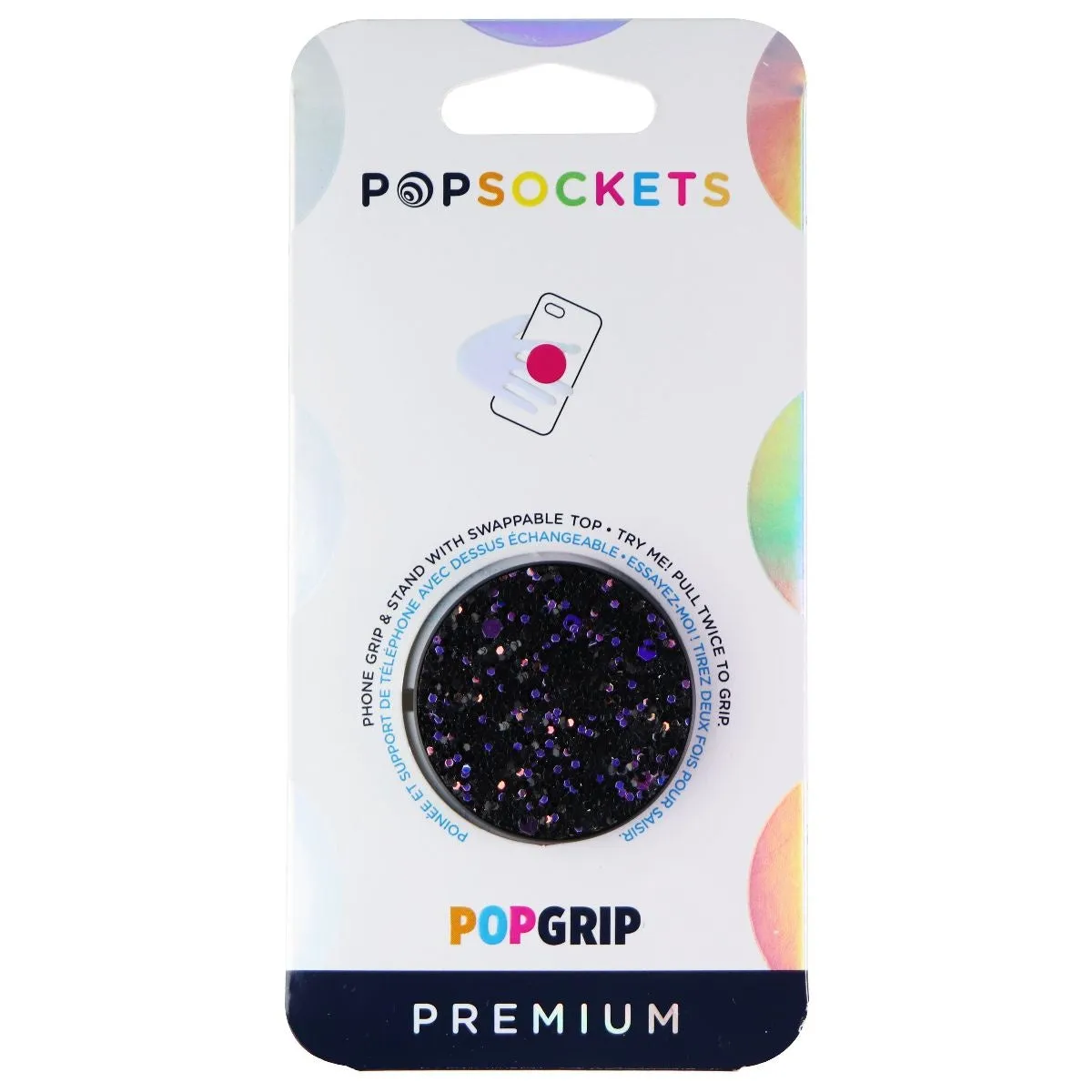 PopSockets Swappable Grip and Stand for Phones and Tablets - Black Sparkle