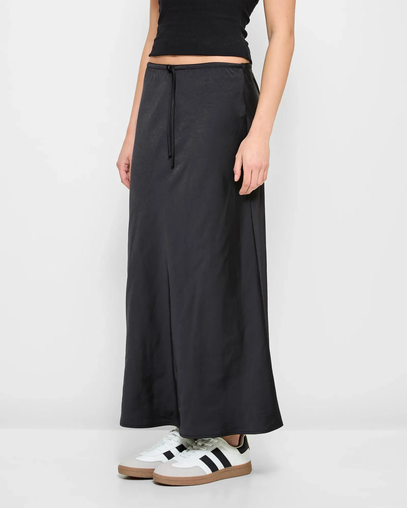 popular  Bias Cut Satin Slip Skirt - Lily Loves - Black