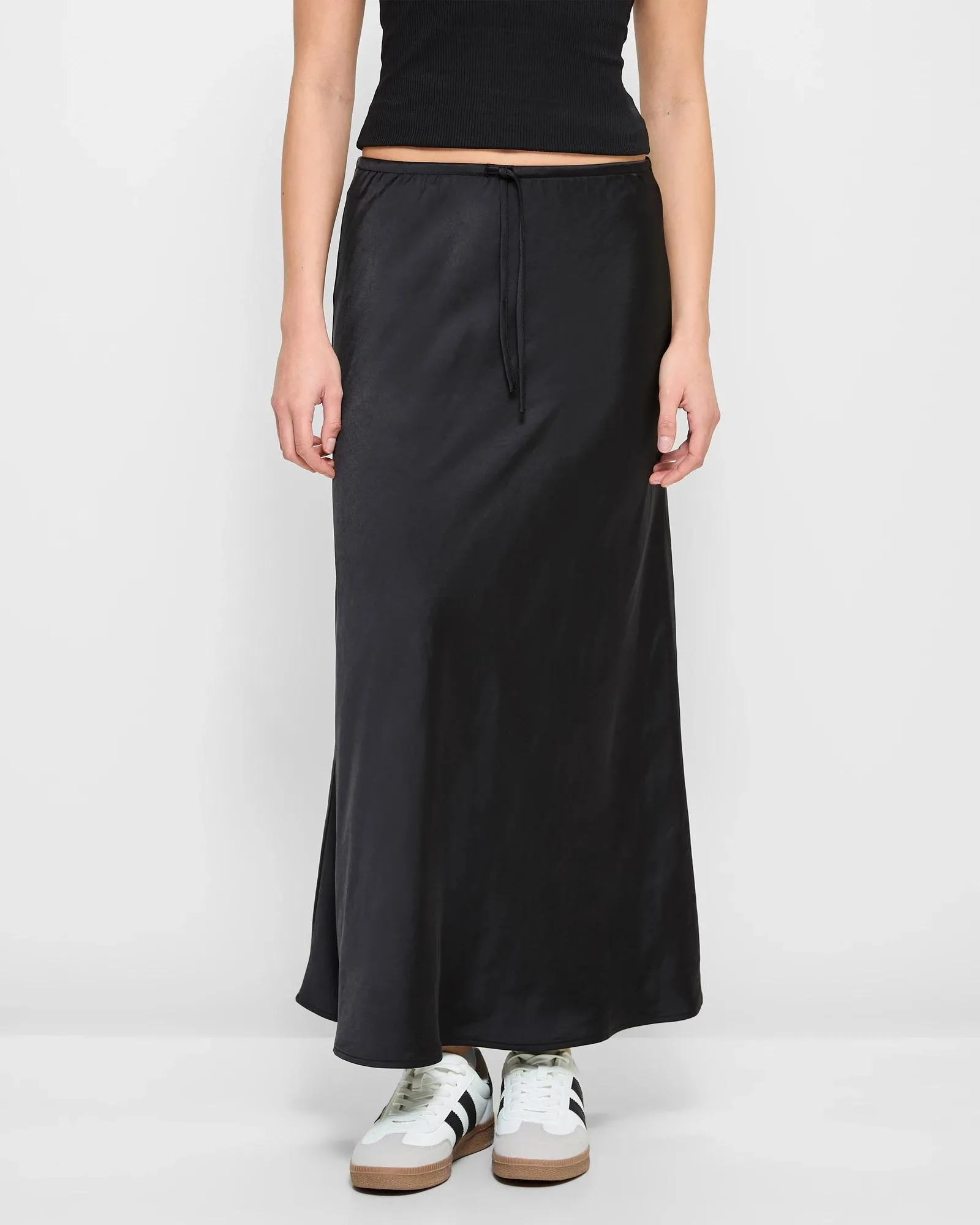 popular  Bias Cut Satin Slip Skirt - Lily Loves - Black