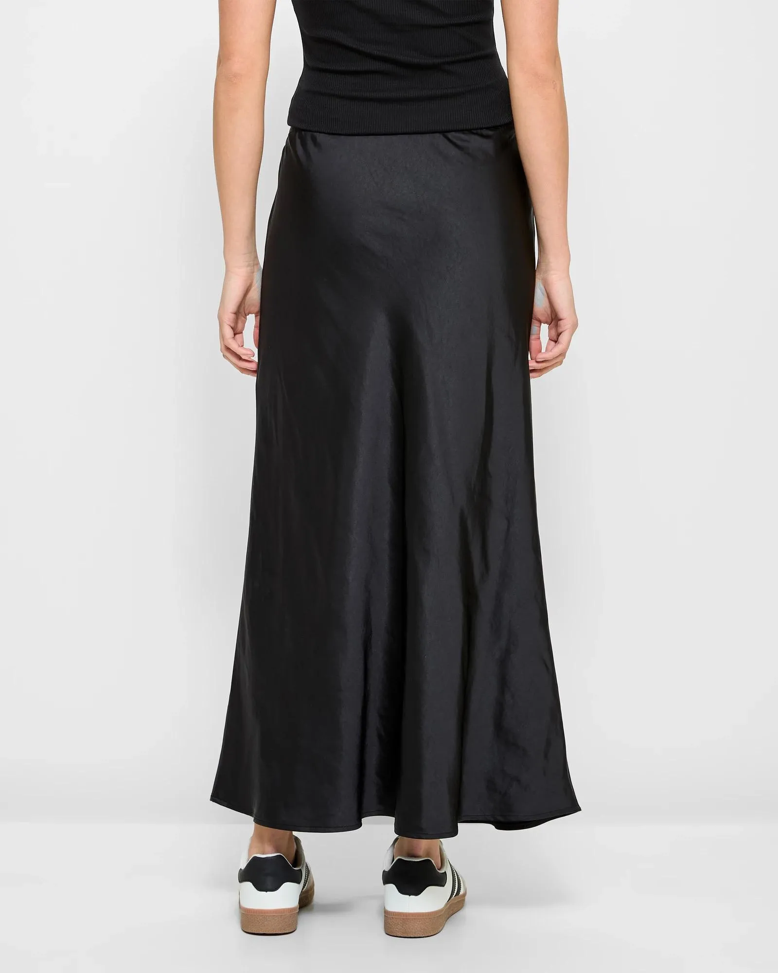 popular  Bias Cut Satin Slip Skirt - Lily Loves - Black