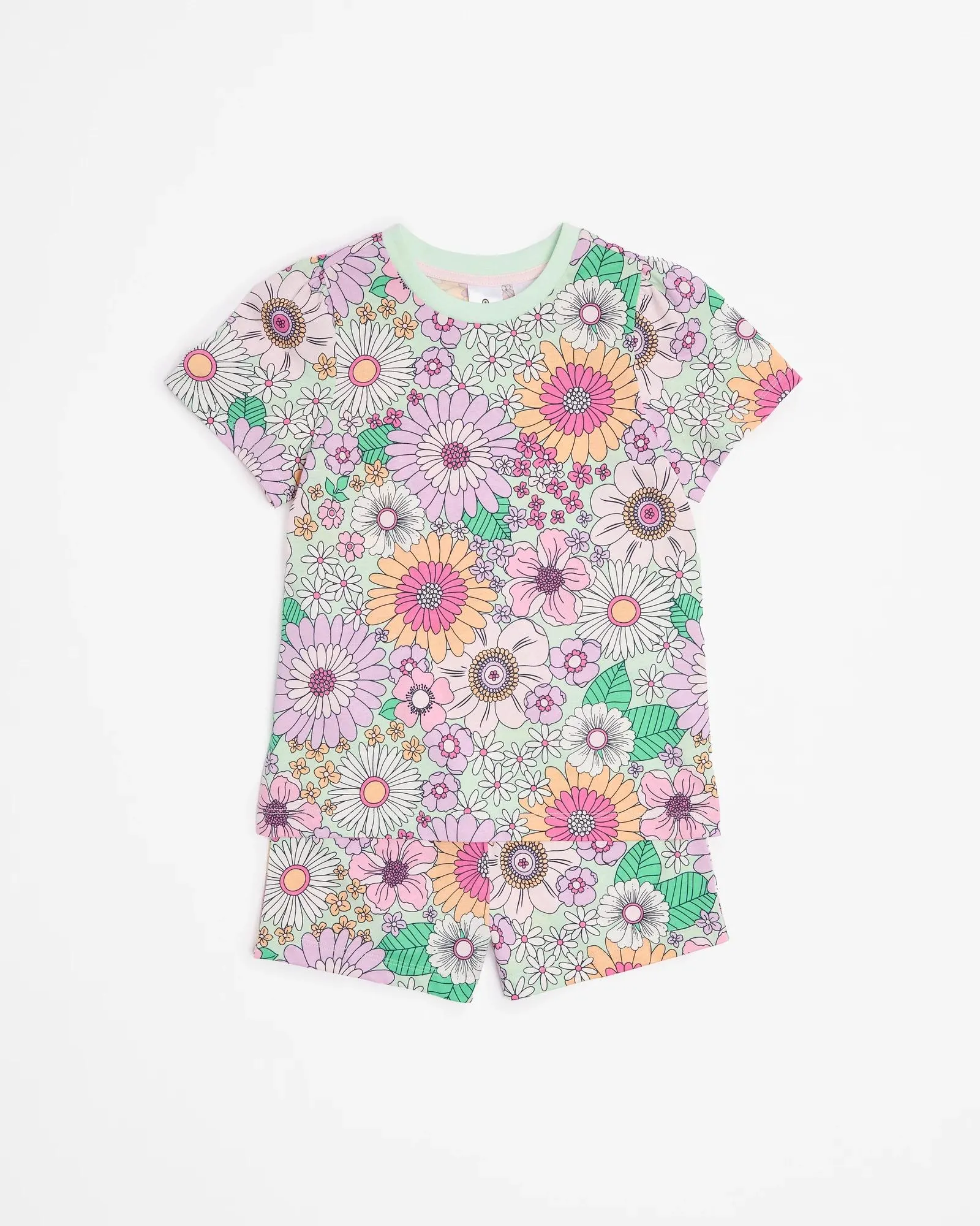 popular  Sibling Matching Bold Floral Cotton Girls Junior Pyjama Set
