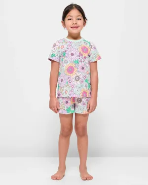 popular  Sibling Matching Bold Floral Cotton Girls Junior Pyjama Set
