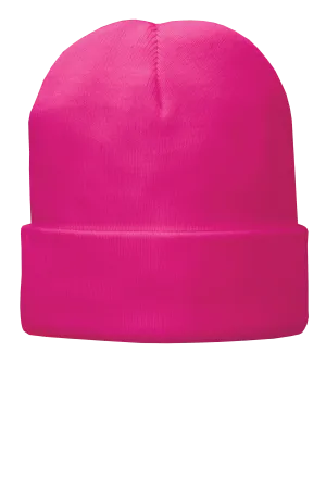 Port & Company® Fleece-Lined Knit Cap - Neon Pink Glo