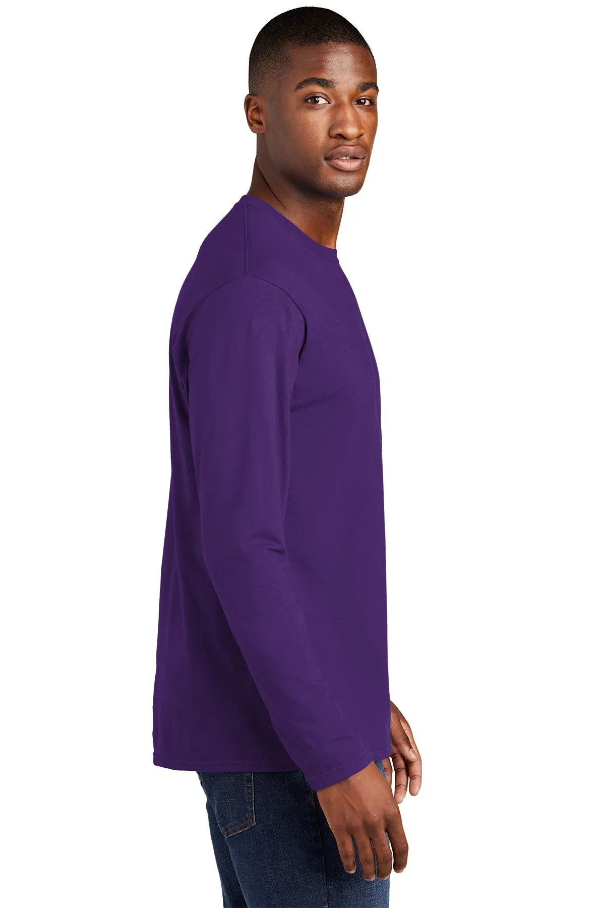 Port & Company Long Sleeve Fan Custom Favorite Tee's, Team Purple