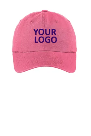 Port Authority Ladies Garment-Washed Custom Caps, Bright Pink