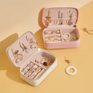 Portable Leather JewelryTravel Case Organizer