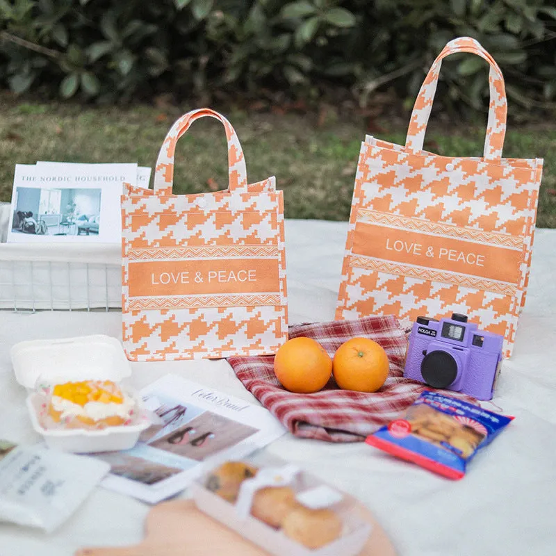Portable Lunch Bag Cotton And Linen Fashion Insulation Bag Portable Simple Work Lunch Box Bag For Primary School Students