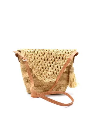 Portola Crochet Straw Crossbody Bag with Tassel Zipper Pull