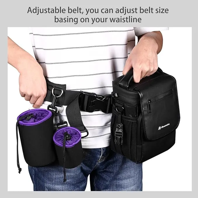 Powerextra Utility Outdoor Photography Adjustable Waist Strap Belt with D-rings for Hanging Tripod Camera Case Lens Case Flash Case SD Card Pouch and Other Photography Accessories