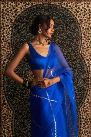Prarambh Organza Saree With Sleeveless Blouse