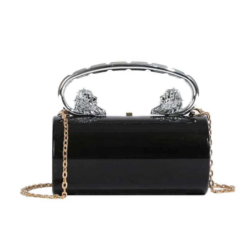 Pre Order: Metallic Cylindrical Magnetic Snap Handbag