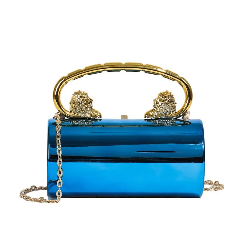 Pre Order: Metallic Cylindrical Magnetic Snap Handbag