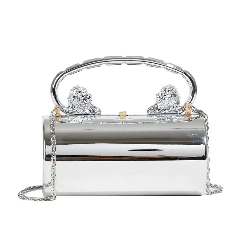 Pre Order: Metallic Cylindrical Magnetic Snap Handbag