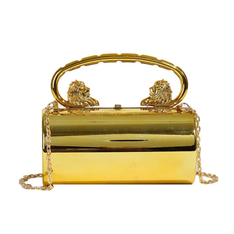 Pre Order: Metallic Cylindrical Magnetic Snap Handbag