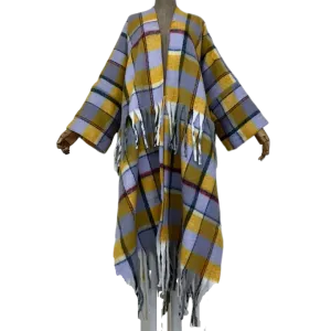 Pre Order:  Plaid Long Tassel Cardigan - WINI