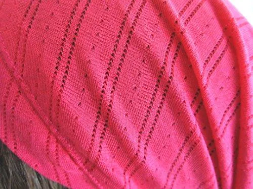 Pre-tied Headwear Versatile Ties Hot Pink Bandana Tichel Head-scarf ...041