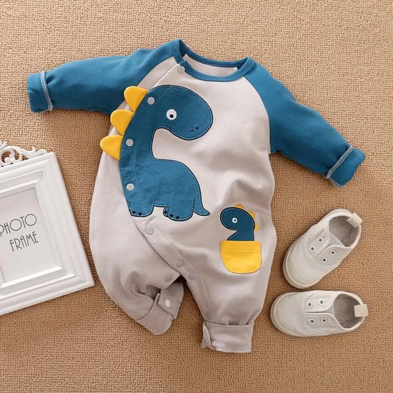 Premium 6 Dinosaur Pattern Bodysuit for Baby Boys