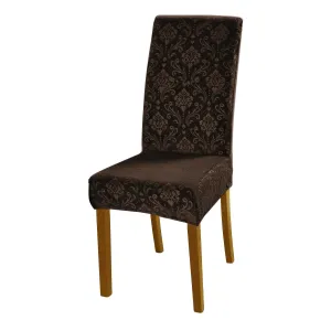 Premium Embossed Velvet Chair Cover Set of 1/2/4/6, Brown