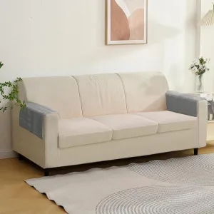 Premium Plush Set of 2 Sofa Armrest Covers, Light Grey