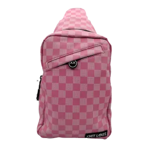 PREMIUM SAFFIANO LEATHER SHOULDER BAG l PINK SQUARES