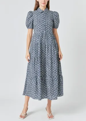 Print Button Up Maxi Dress