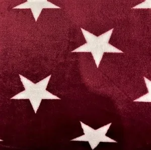 Printed Coral Fleece Fabric, White Stars- 155cm Width