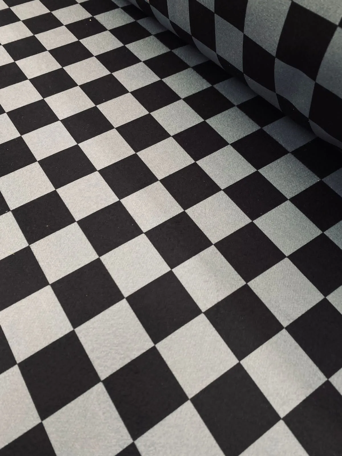 Printed Melton - Checkered Deep Blue