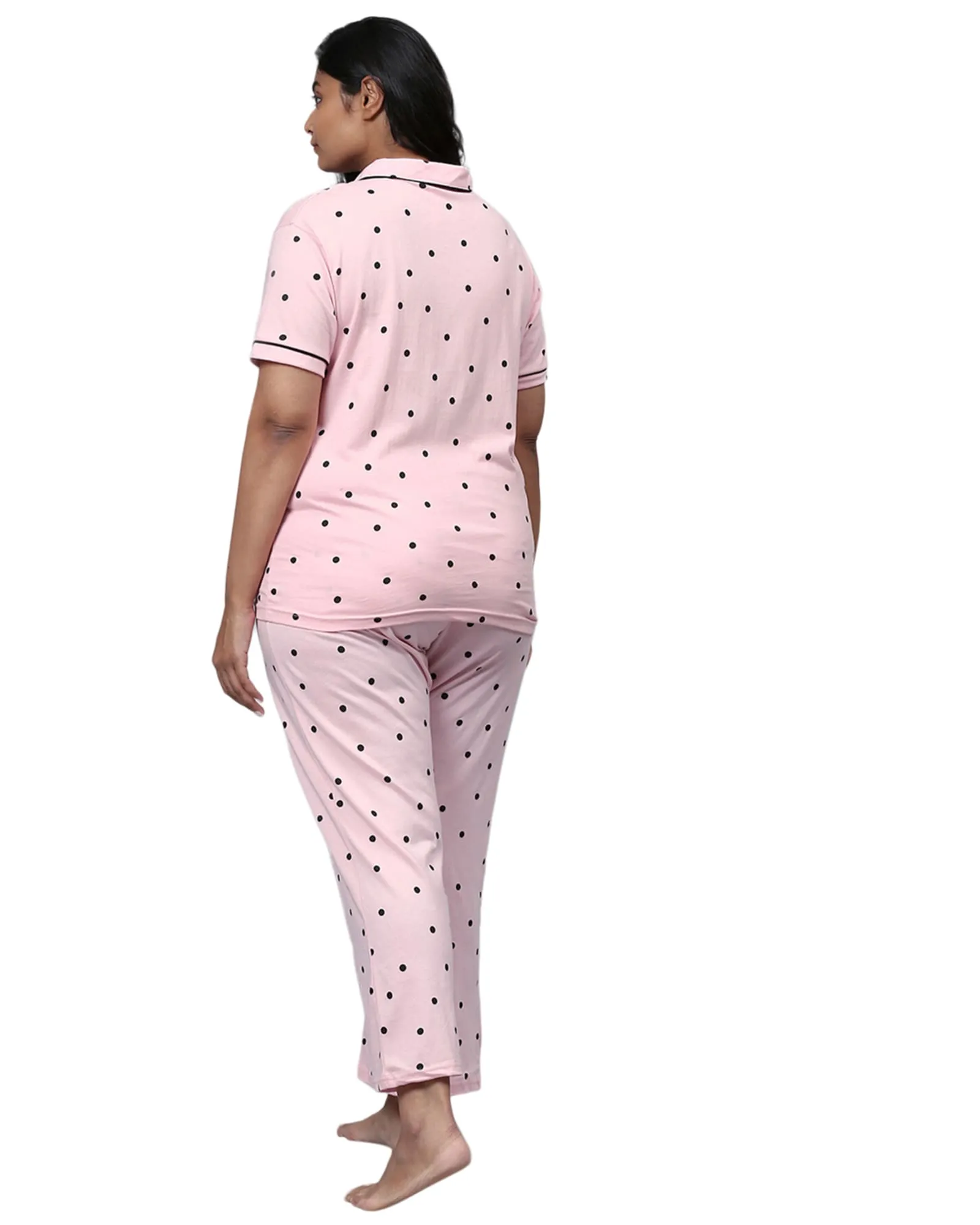 Printed Stylish Night Suit- Pink | Pink
