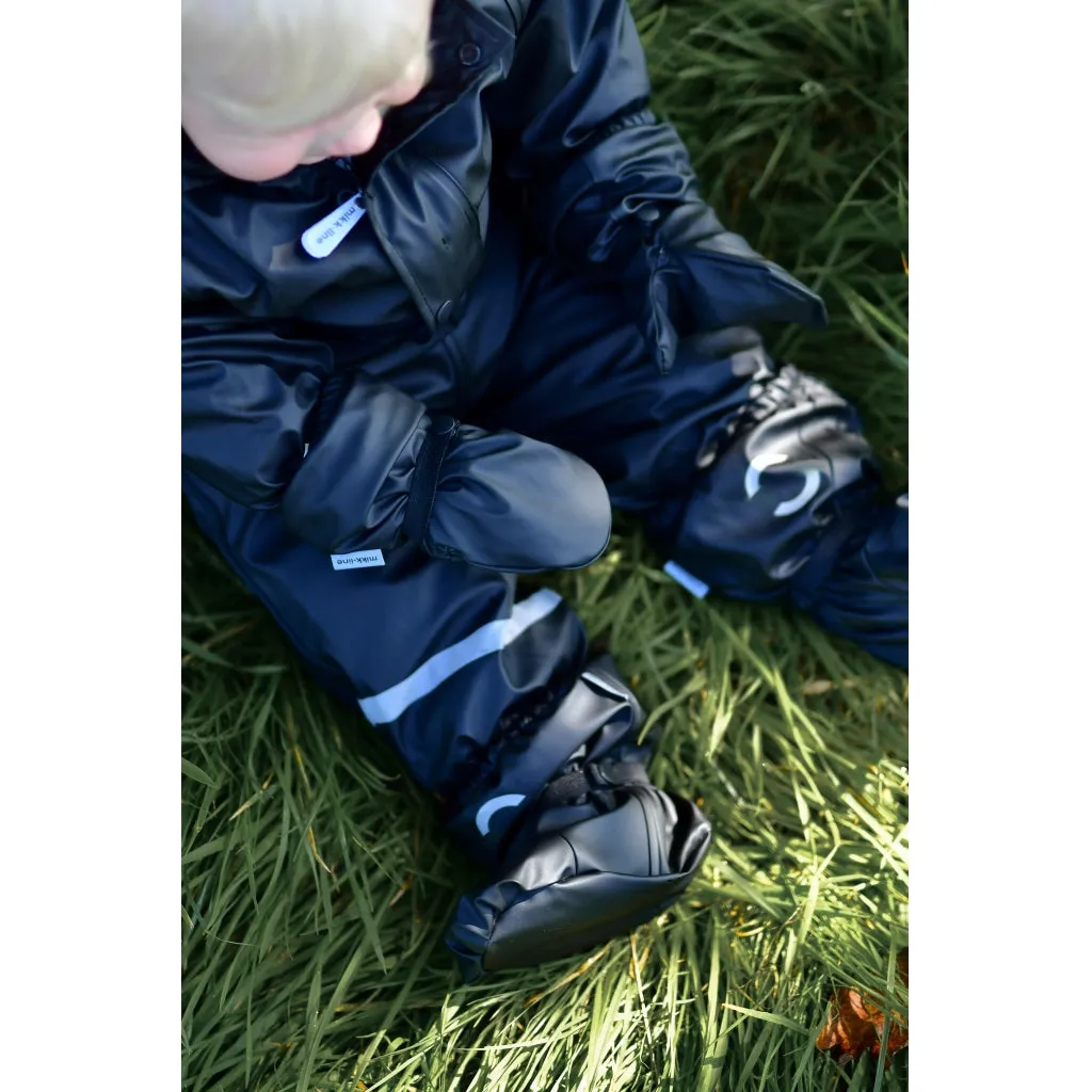 PU Rain Footies (Fleece lining) - Blue Nights