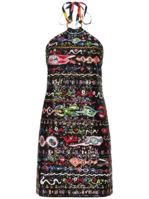 Pucci   Georgette sequin halter neck mini dress 
