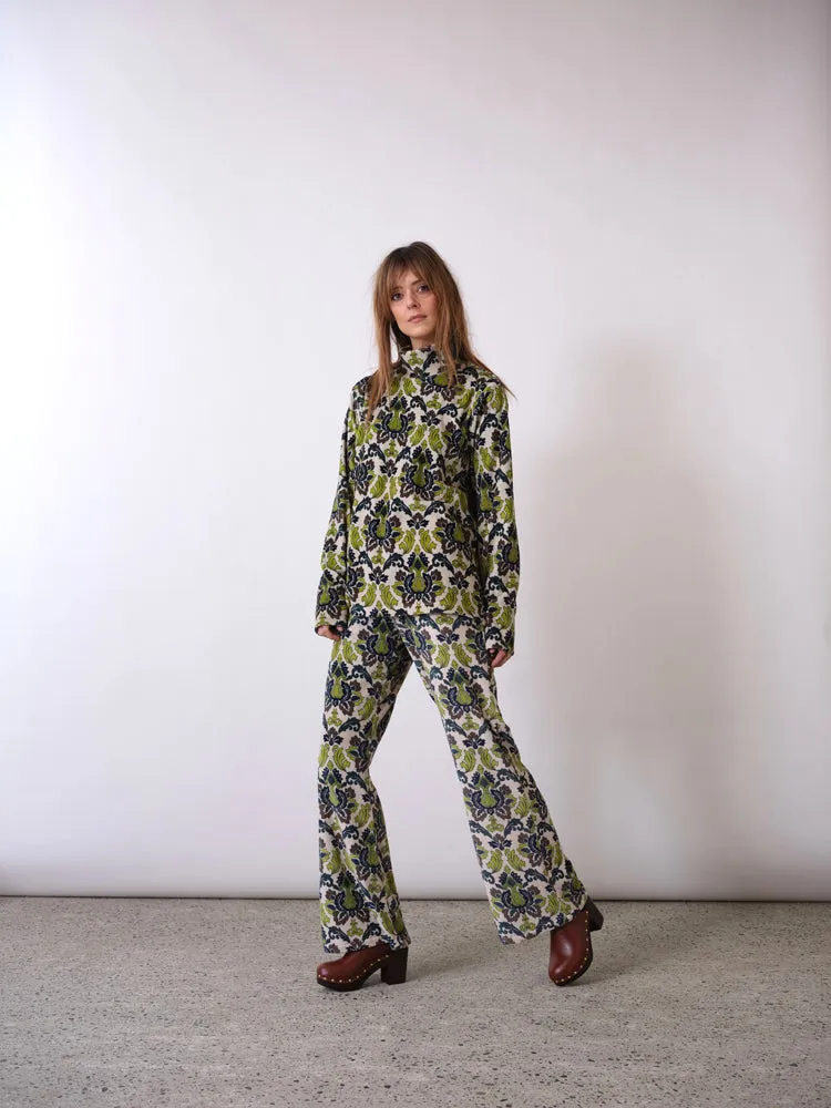 Pull col montant en velours kaki Tapestry