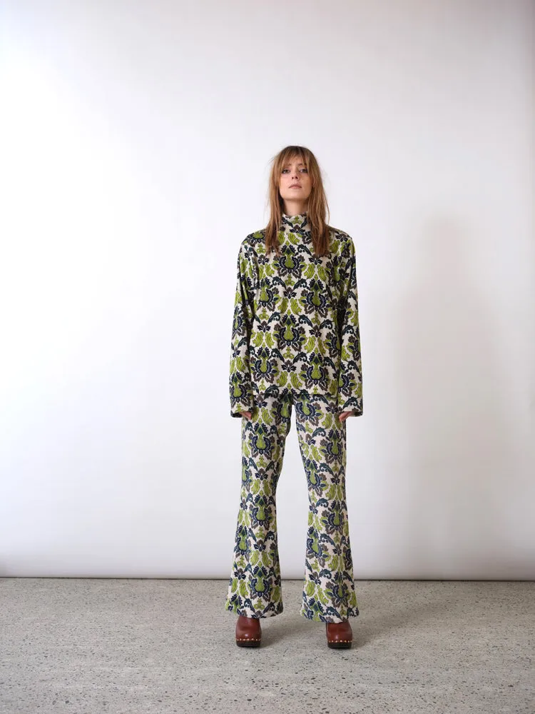 Pull col montant en velours kaki Tapestry