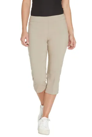 Pull On Stone Capri Pants With Pockets
