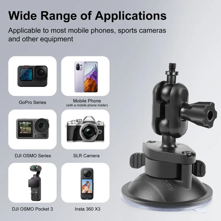 PULUZ 1/4 inch Magic Arm Suction Cup Mount (Black)
