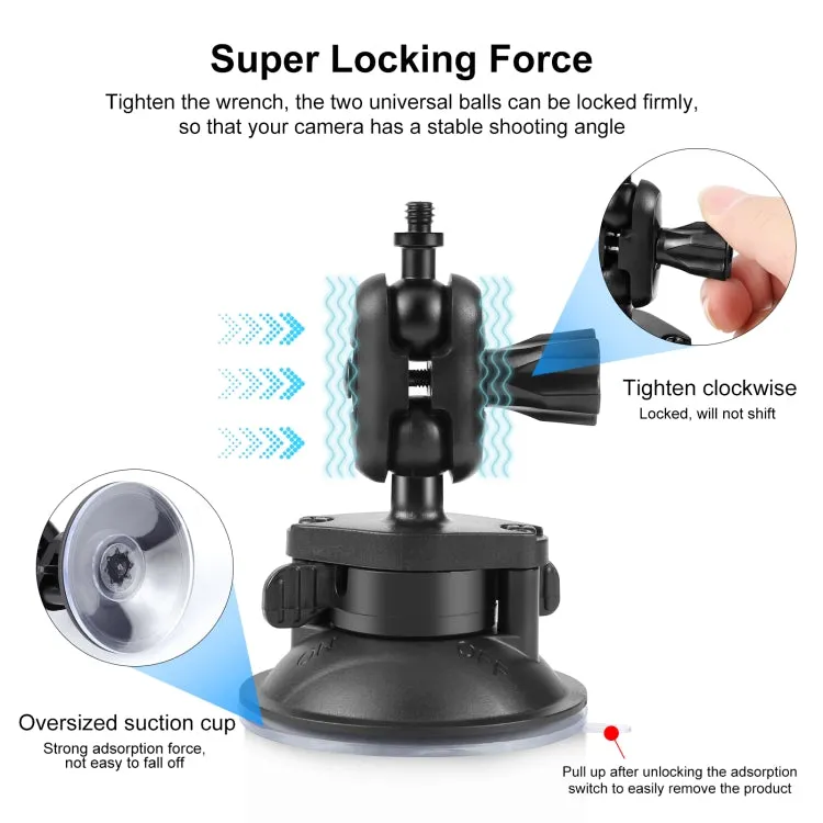 PULUZ 1/4 inch Magic Arm Suction Cup Mount (Black)