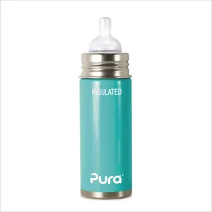 Pura Kiki Insulated Bottle with Medium Flow Nipple in Aqua