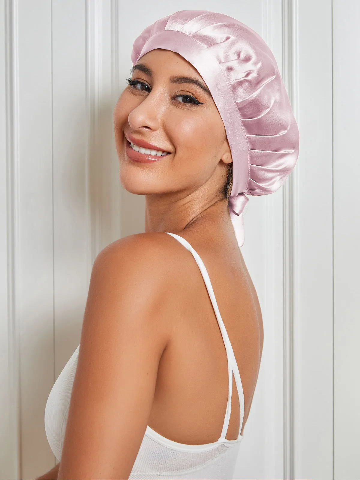 Pure Silk Hair Cap with Ribbons