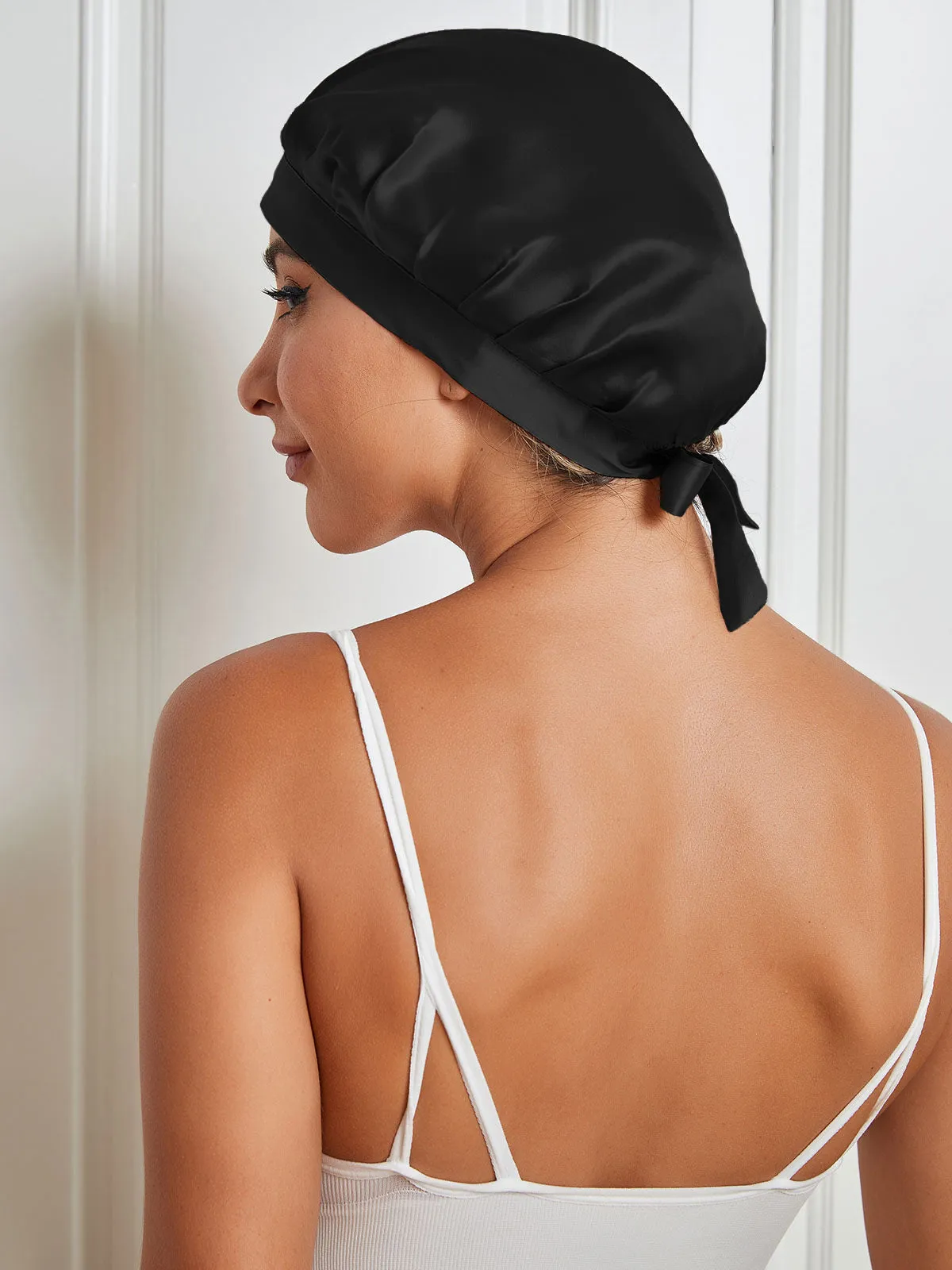 Pure Silk Hair Cap with Ribbons