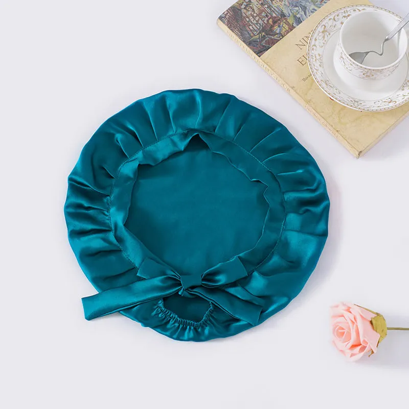 Pure Silk Hair Cap with Ribbons