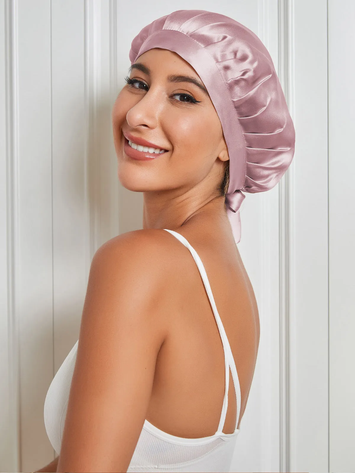 Pure Silk Hair Cap with Ribbons