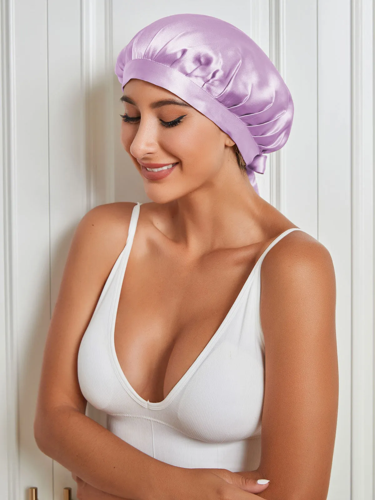 Pure Silk Hair Cap with Ribbons